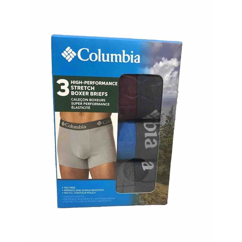 Columbia High-Performance Stretch Boxer Briefs 3 Pack Men's L 36-38 Multicolor